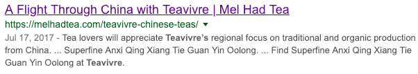 Sample Search Results for Teavivre