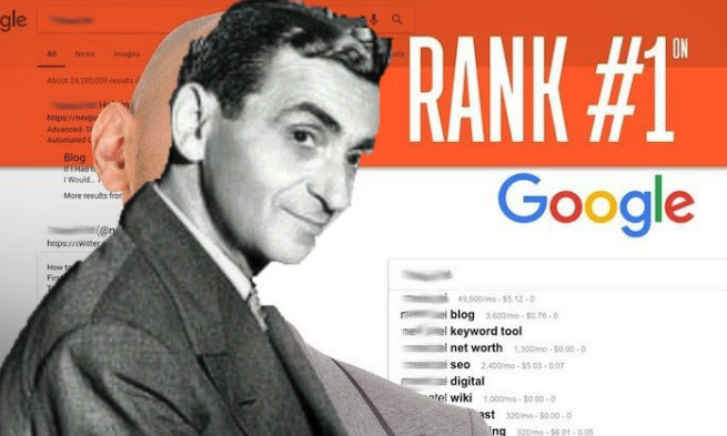 Irving Berlin meme - text reads Rank #1 on Google ala Neil Patel